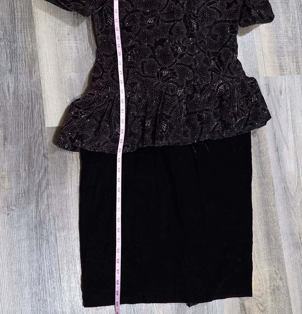 Vintage Jessica Howard dress 80's Womens 10 cocktail Puff Sleeve Velvet Sheath - Picture 13 of 16